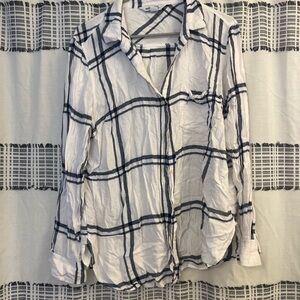Old Navy White and Black Plaid Women's Top